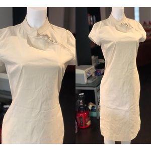 Vintage Mandarin style tunic stretch dress XL